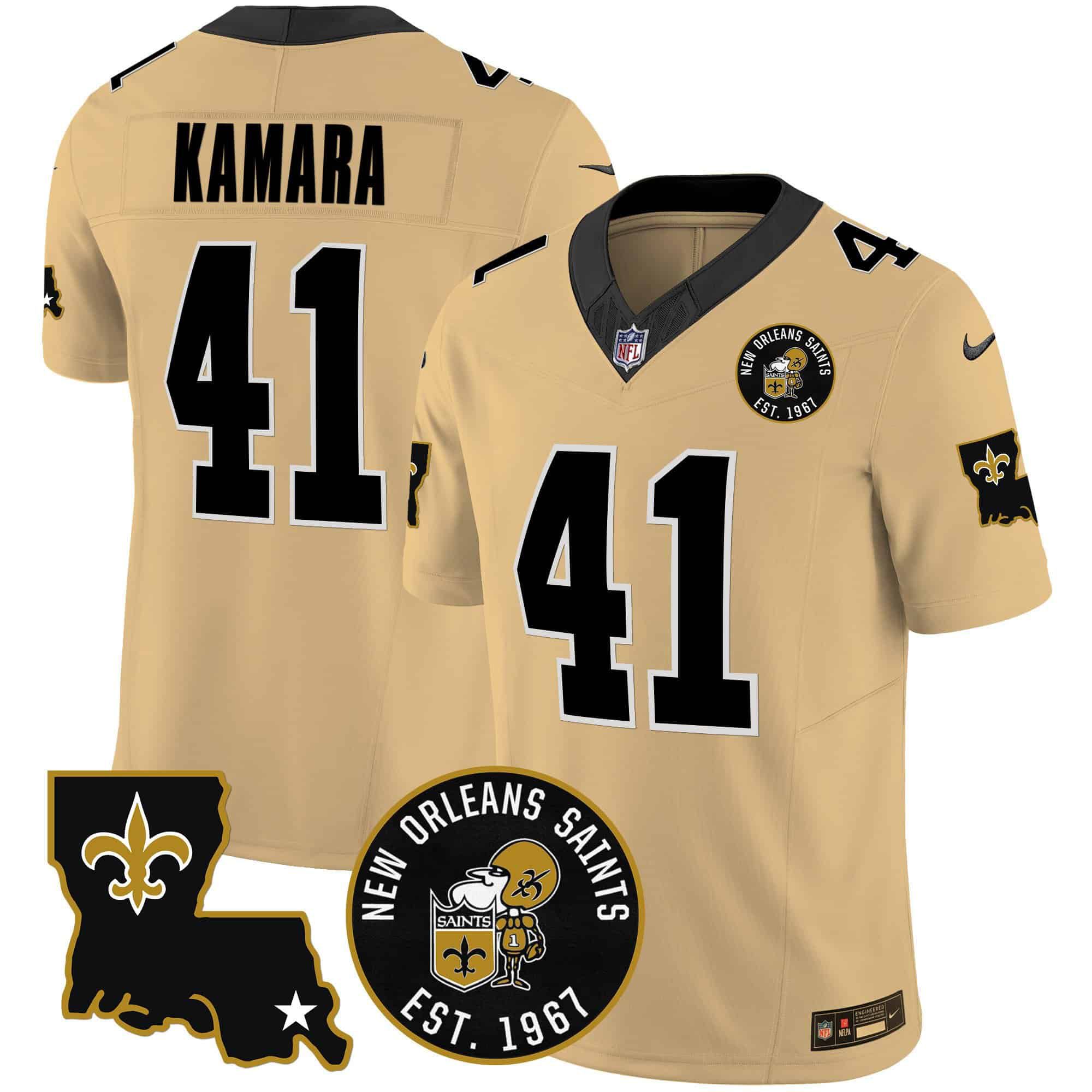 Men New Orleans Saints #41 Kamara Yellow 2024 Nike 1967 Patch Vapor Limited NFL Jersey->indianapolis colts->NFL Jersey